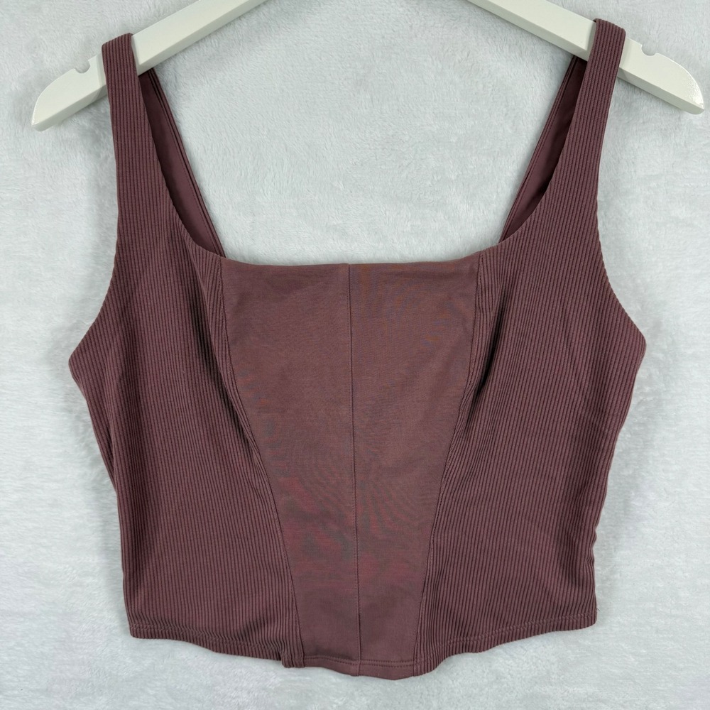 VSX Victoria's Secret Mauve Corset Ribbed‎ Square Neck Tank Top Women Large